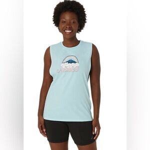 Asics Womens Muscle Tee Your Adventure Graphic Sleeveless Shirt M